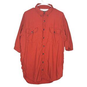 Duluth Trading Co mens burnt orange vented button front shirt size L Tall